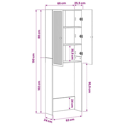 vidaXL Toilet Cabinet EDE Sonoma Oak 66 x 25.5 x 190 cm