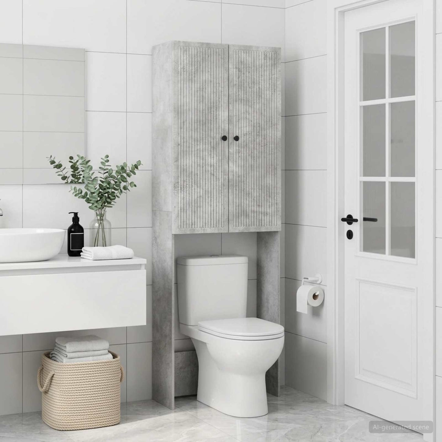 vidaXL Toilet Cabinet EDE Concrete Grey 66 x 25.5 x 190 cm