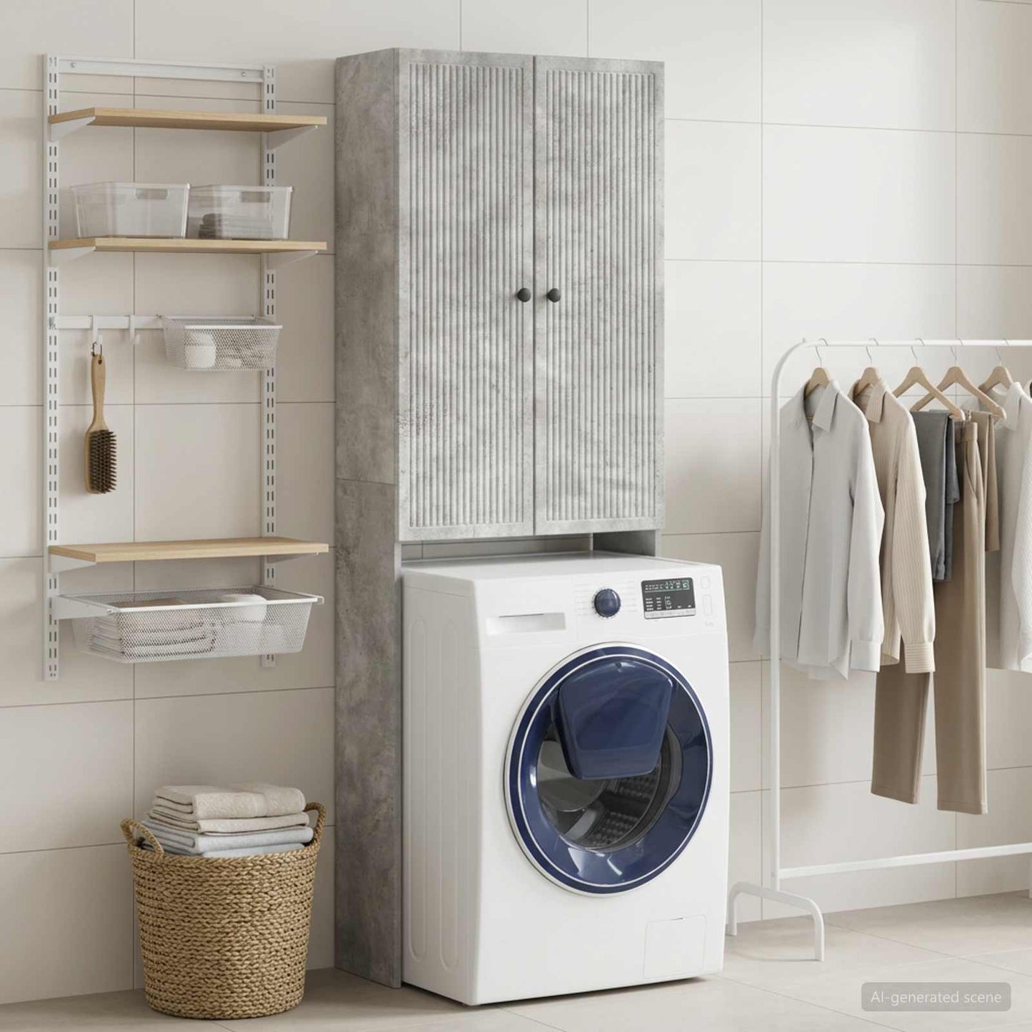 vidaXL Toilet Cabinet EDE Concrete Grey 66 x 25.5 x 190 cm