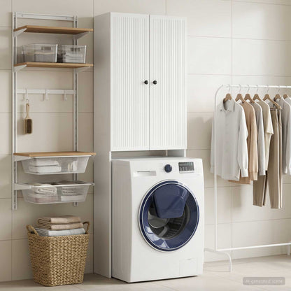 vidaXL Toilet Cabinet EDE High Gloss White 66 x 25.5 x 190 cm