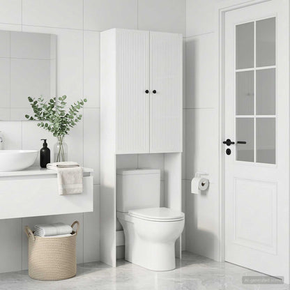 vidaXL Toilet Cabinet EDE High Gloss White 66 x 25.5 x 190 cm