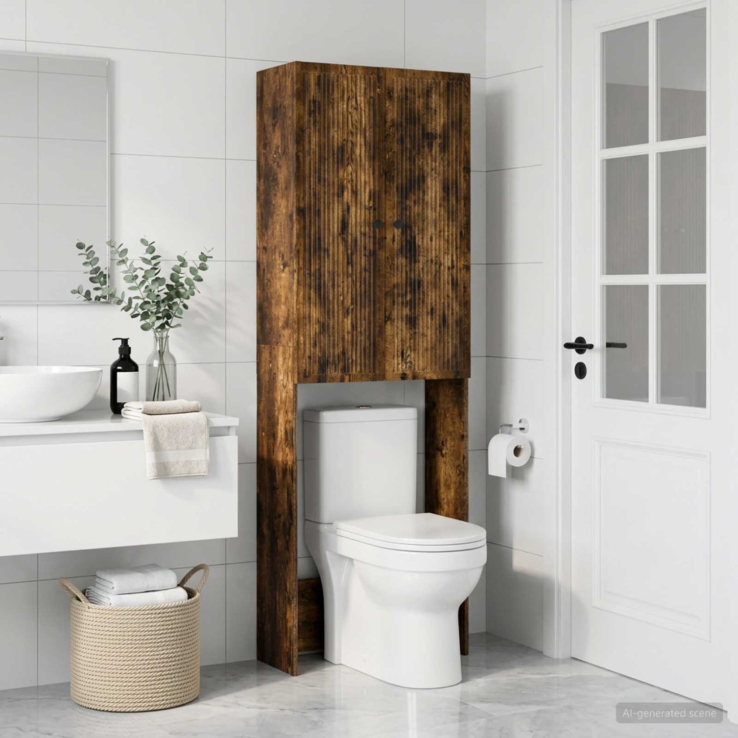 vidaXL Toilet Cabinet EDE Smoked Oak 66 x 25.5 x 190 cm