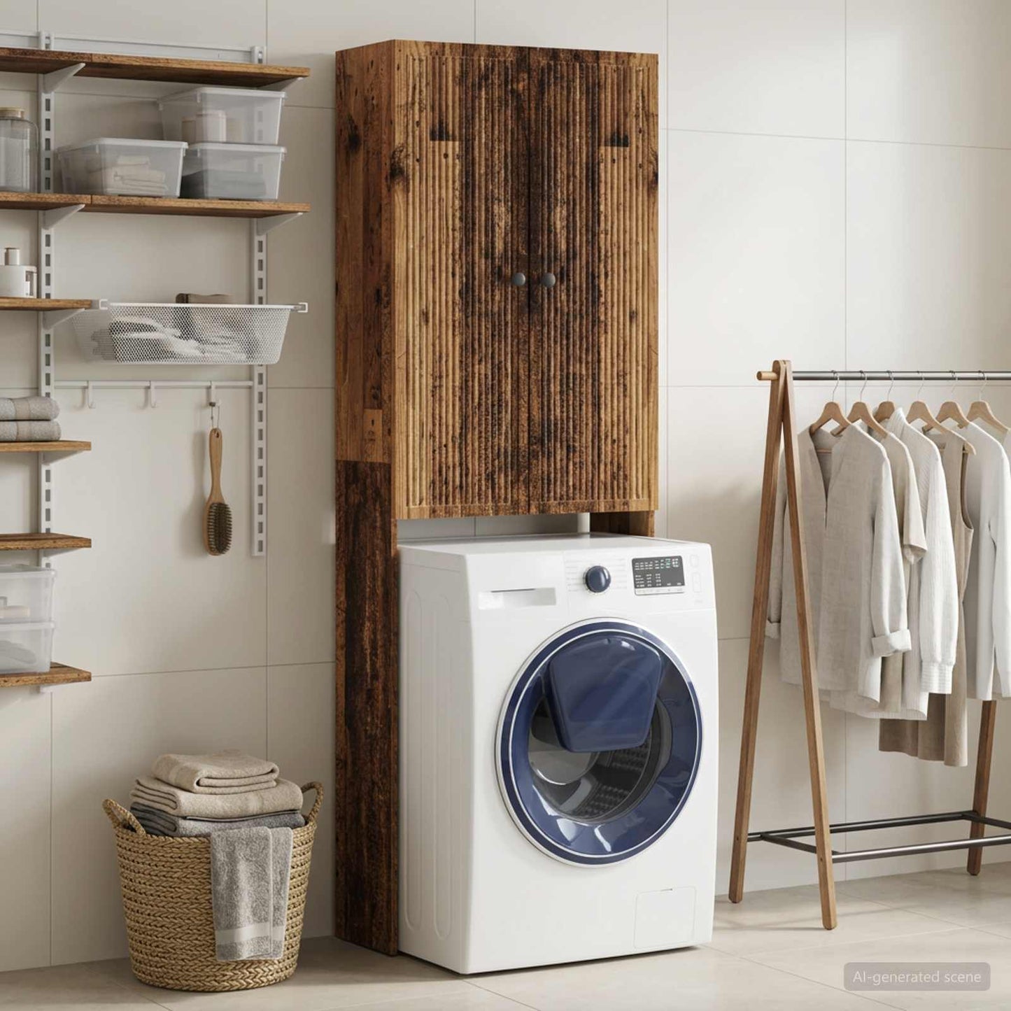vidaXL Toilet Cabinet EDE Old Wood 66 x 25.5 x 190 cm Engineered Wood