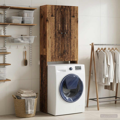 vidaXL Toilet Cabinet EDE Old Wood 66 x 25.5 x 190 cm Engineered Wood