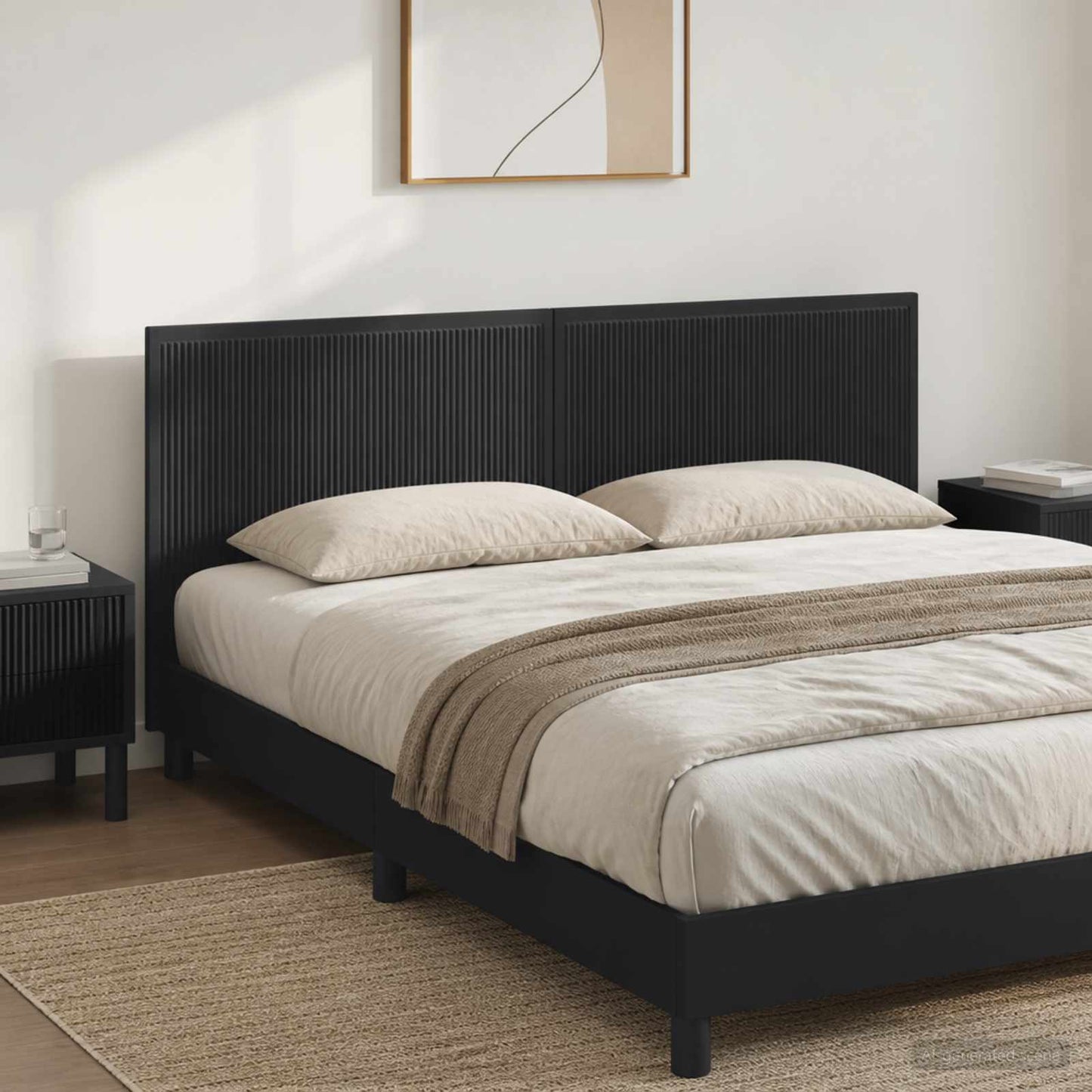 vidaXL Wall-Mounted Headboard EDE Black Engineered Wood