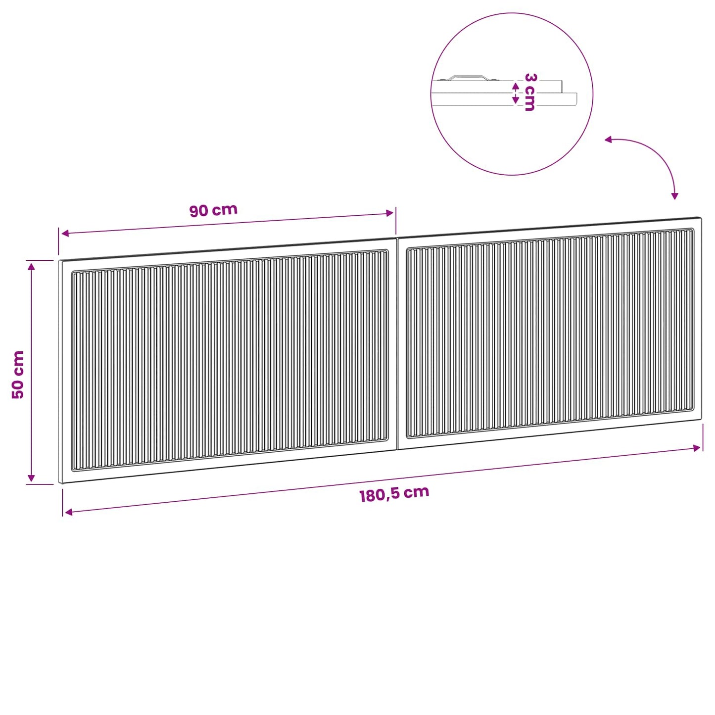 vidaXL Wall-Mounted Headboard EDE Concrete Grey Engineered Wood