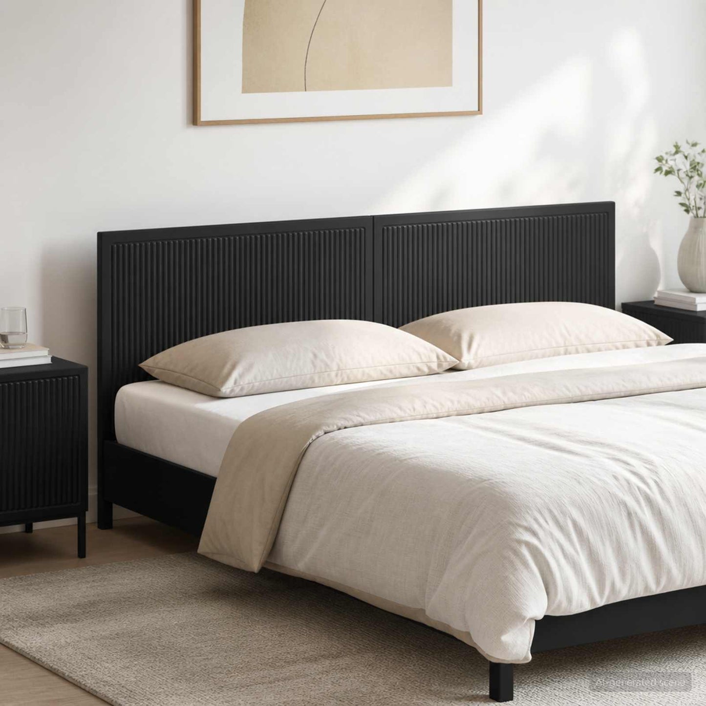 vidaXL Wall-Mounted Headboard EDE Black Engineered Wood