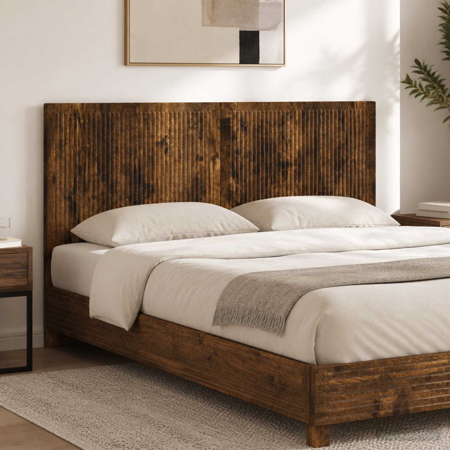 vidaXL Wall-Mounted Headboard EDE Smoked Oak Engineered Wood