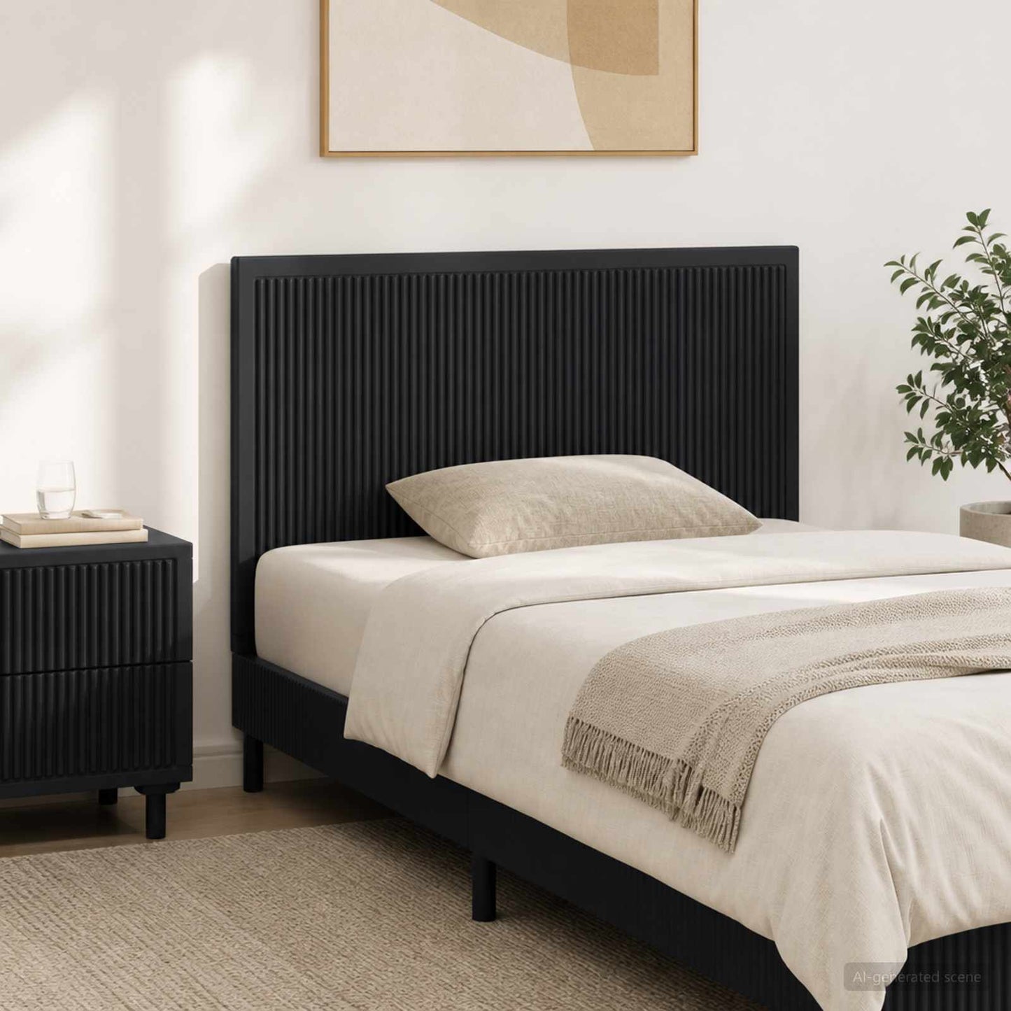 vidaXL Wall-Mounted Headboard EDE Black Engineered Wood