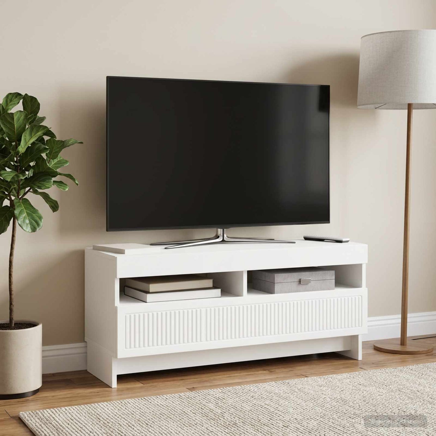 vidaXL LED TV Cabinet White Engineered Wood