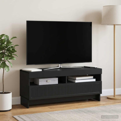 vidaXL LED TV Cabinet Black Engineered Wood