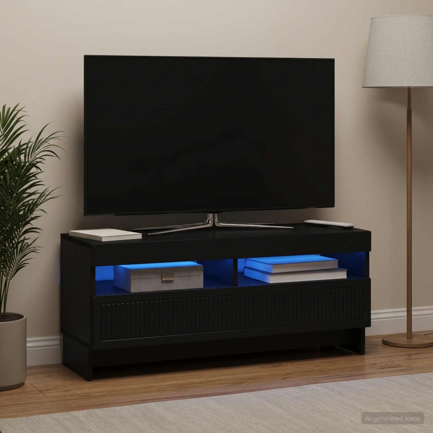 vidaXL LED TV Cabinet Black Engineered Wood
