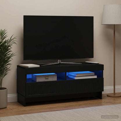 vidaXL LED TV Cabinet Black Engineered Wood