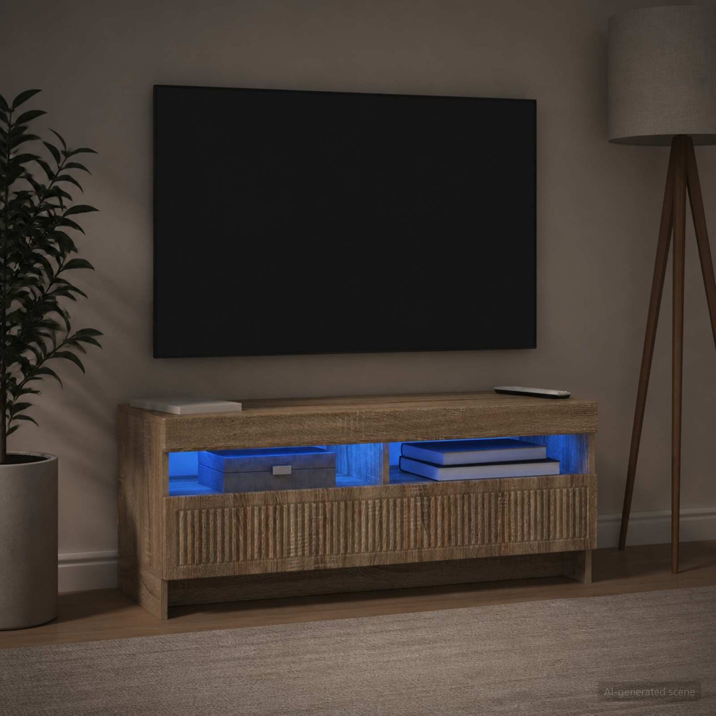 vidaXL LED TV Cabinet Sonoma Oak Engineered Wood