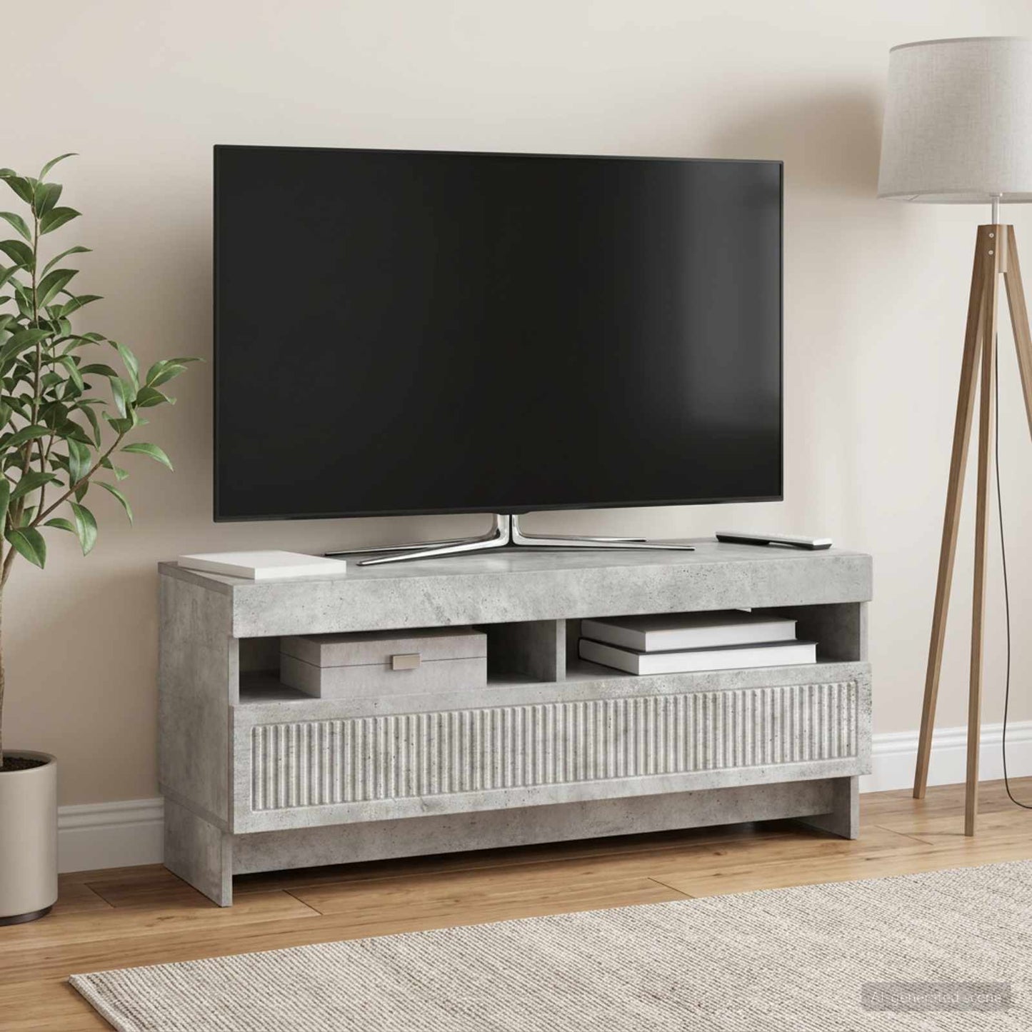 vidaXL LED TV Cabinet Concrete Grey Engineered Wood