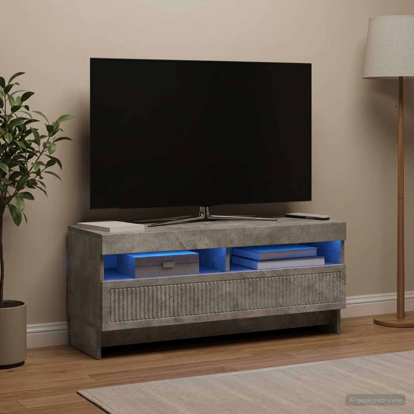 vidaXL LED TV Cabinet Concrete Grey Engineered Wood