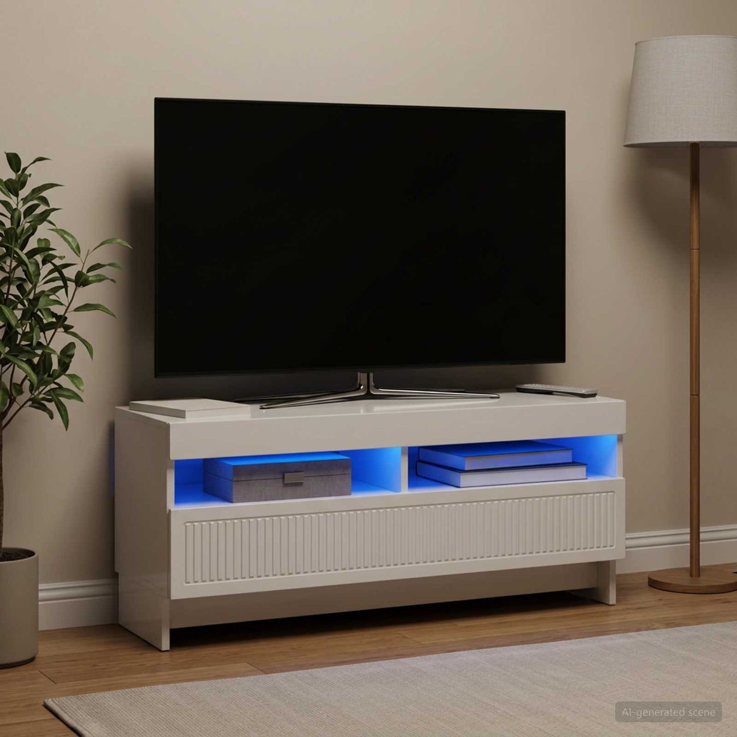 vidaXL LED TV Cabinet High Gloss White Engineered Wood