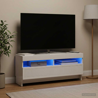 vidaXL LED TV Cabinet High Gloss White Engineered Wood