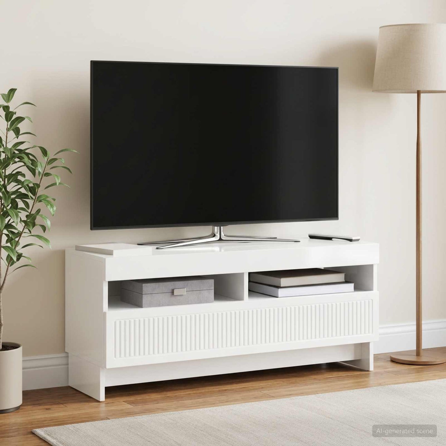 vidaXL LED TV Cabinet High Gloss White Engineered Wood