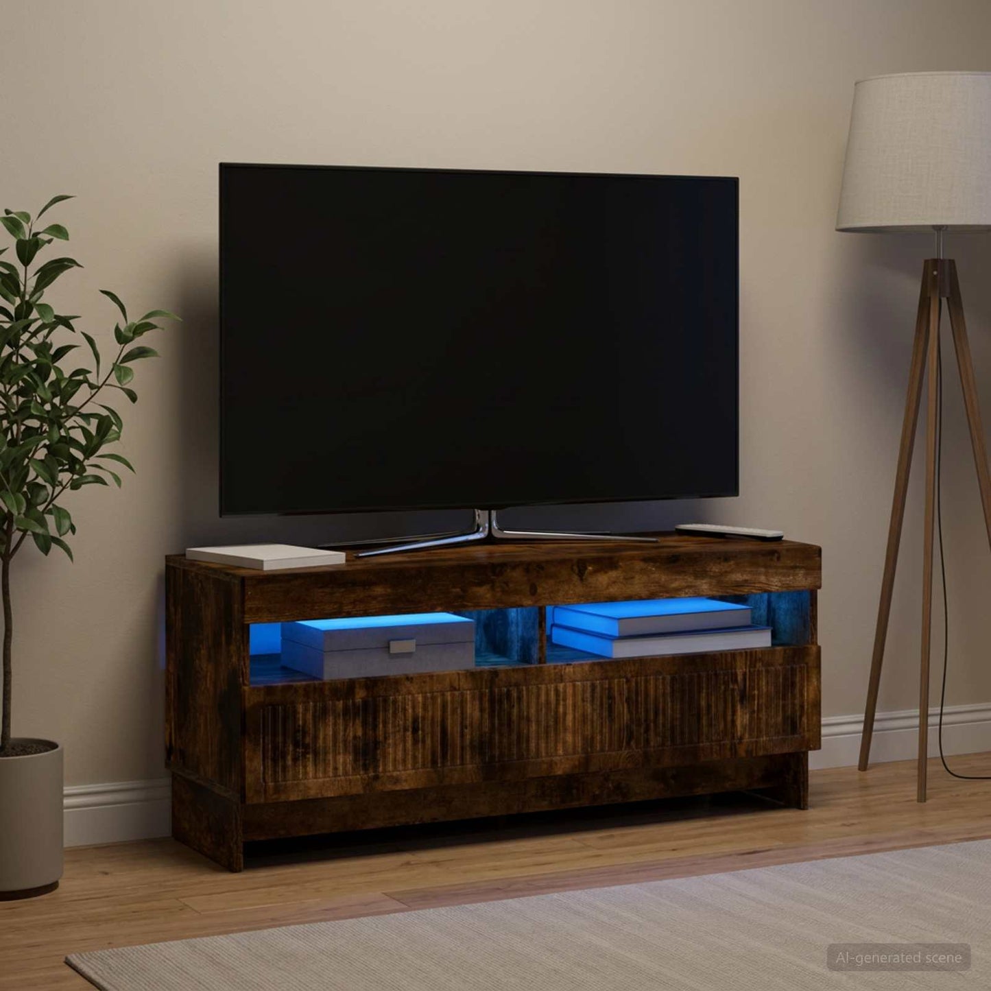 vidaXL LED TV Cabinet Smoked Oak Engineered Wood