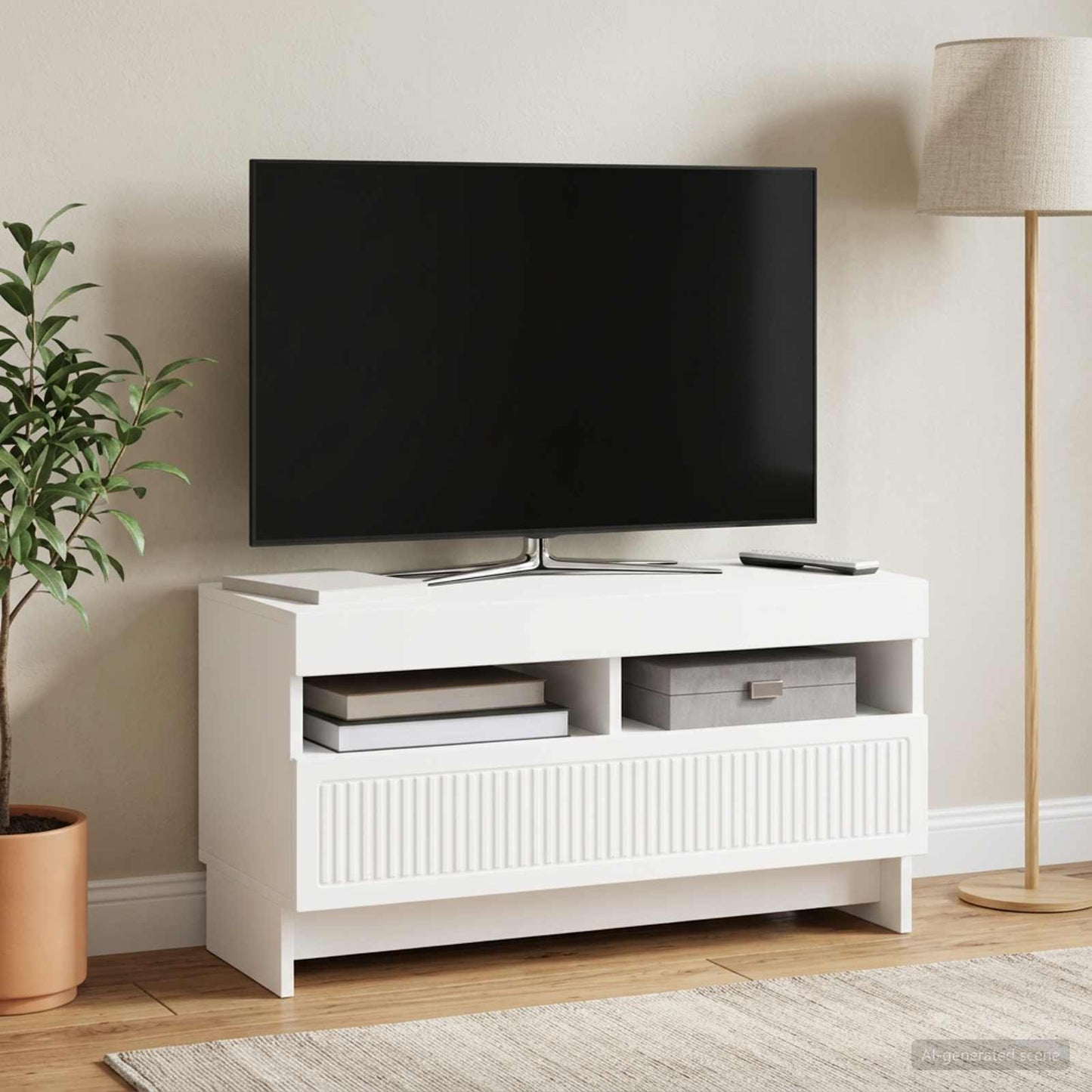 vidaXL LED TV Cabinet White Engineered Wood
