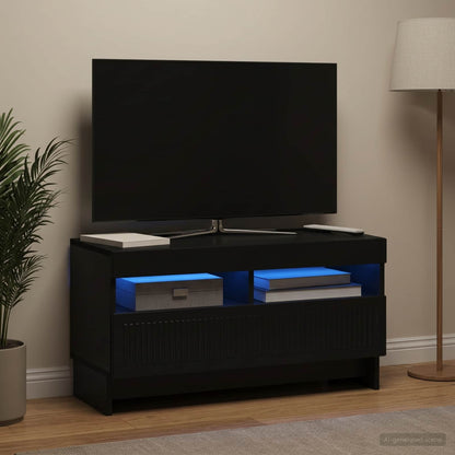 vidaXL LED TV Cabinet Black Engineered Wood