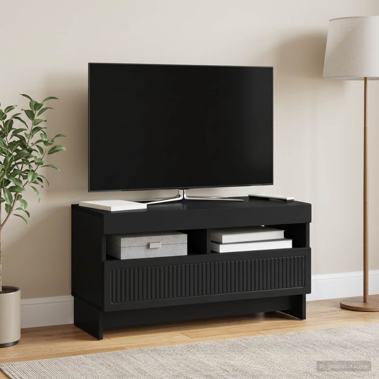 vidaXL LED TV Cabinet Black Engineered Wood