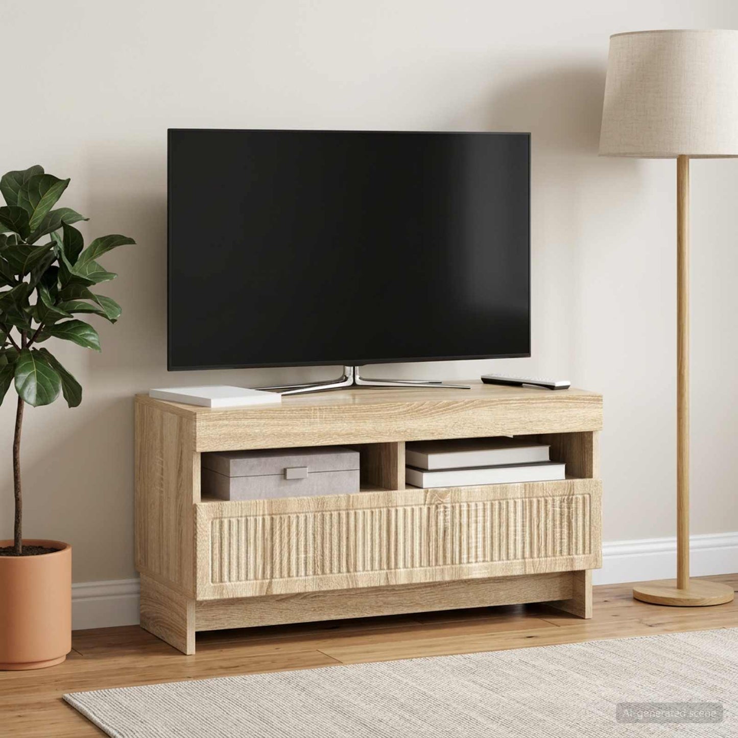 vidaXL LED TV Cabinet Sonoma Oak Engineered Wood