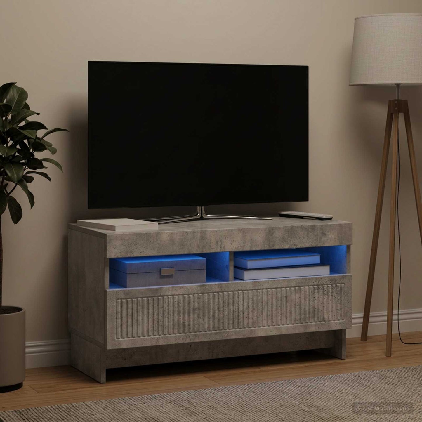 vidaXL LED TV Cabinet Concrete Grey Engineered Wood
