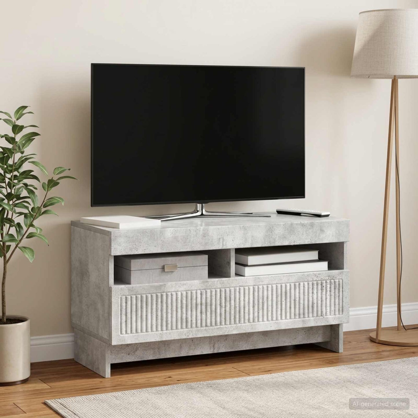 vidaXL LED TV Cabinet Concrete Grey Engineered Wood