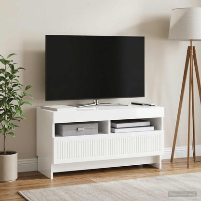 vidaXL LED TV Cabinet High Gloss White Engineered Wood