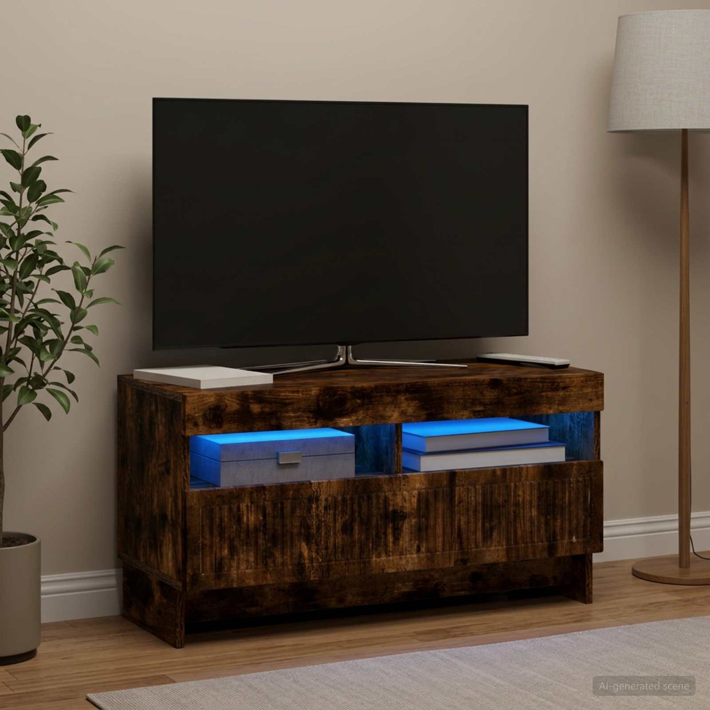 vidaXL LED TV Cabinet Smoked Oak Engineered Wood