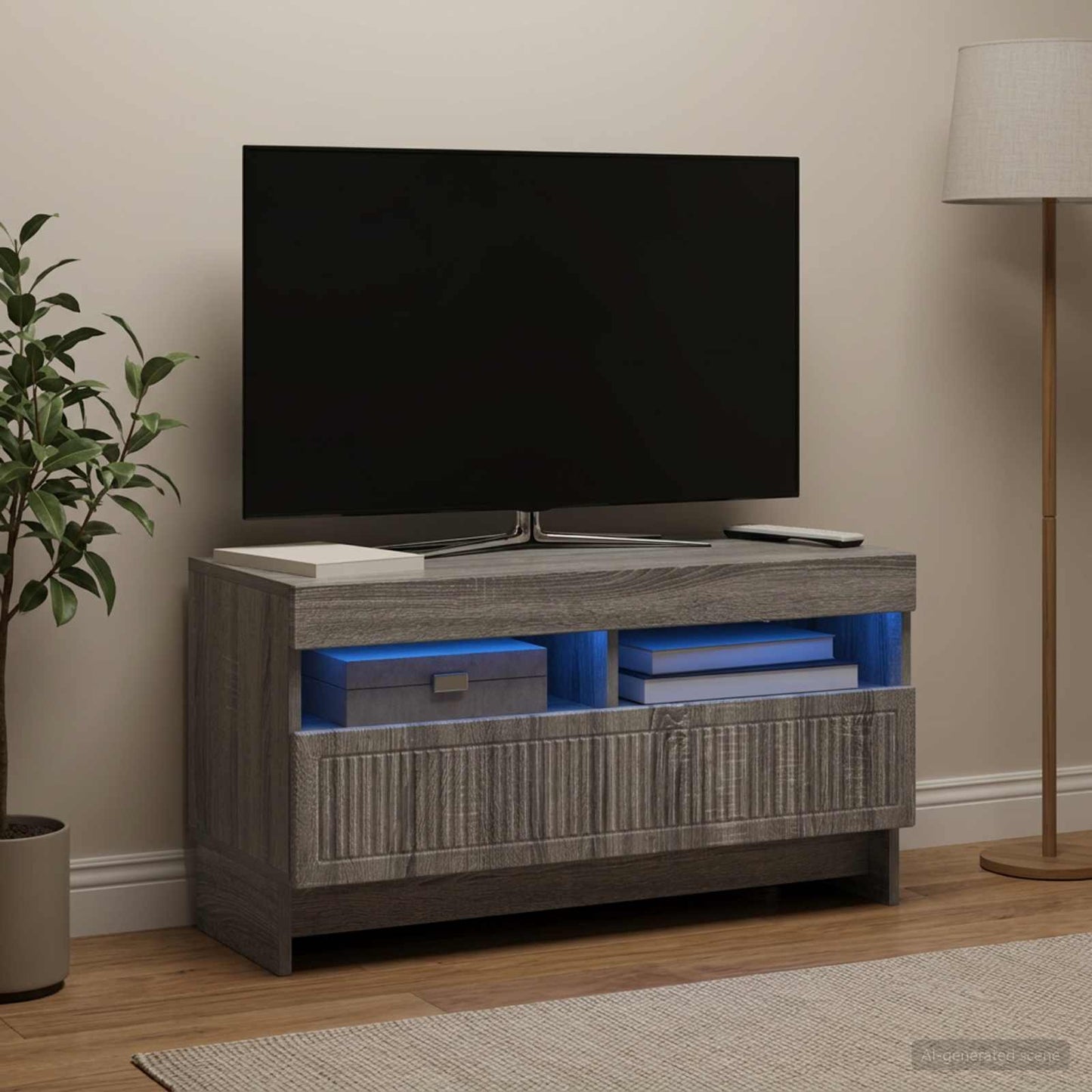 vidaXL LED TV Cabinet Grey Sonoma Engineered Wood