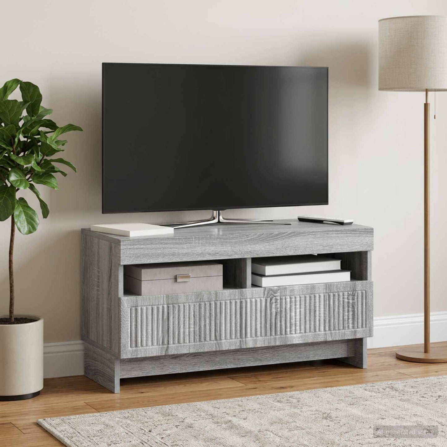 vidaXL LED TV Cabinet Grey Sonoma Engineered Wood