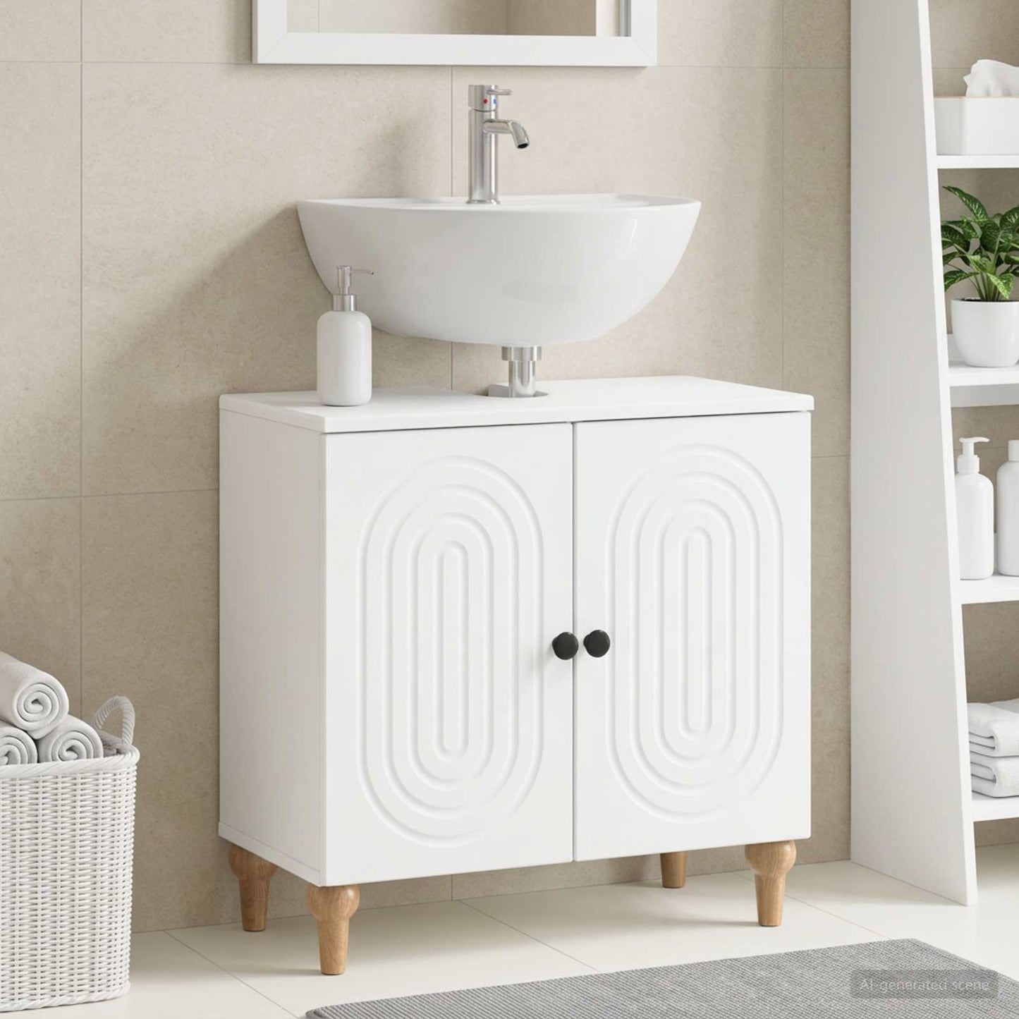vidaXL Bathroom Sink Cabinet ALKMAAR White 59.5 x 31.5x 59 cm
