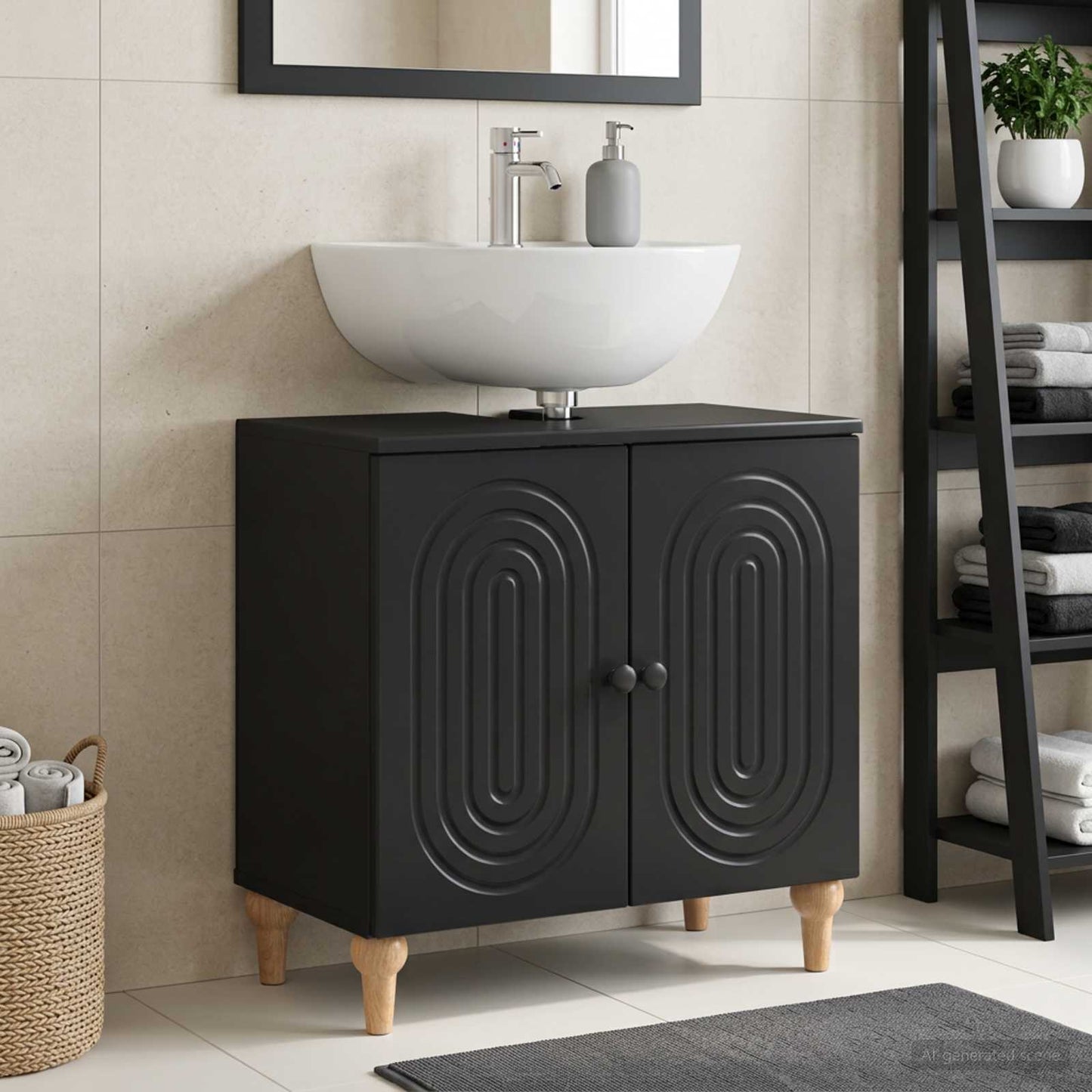 vidaXL Bathroom Sink Cabinet ALKMAAR Black 59.5 x 31.5x 59 cm