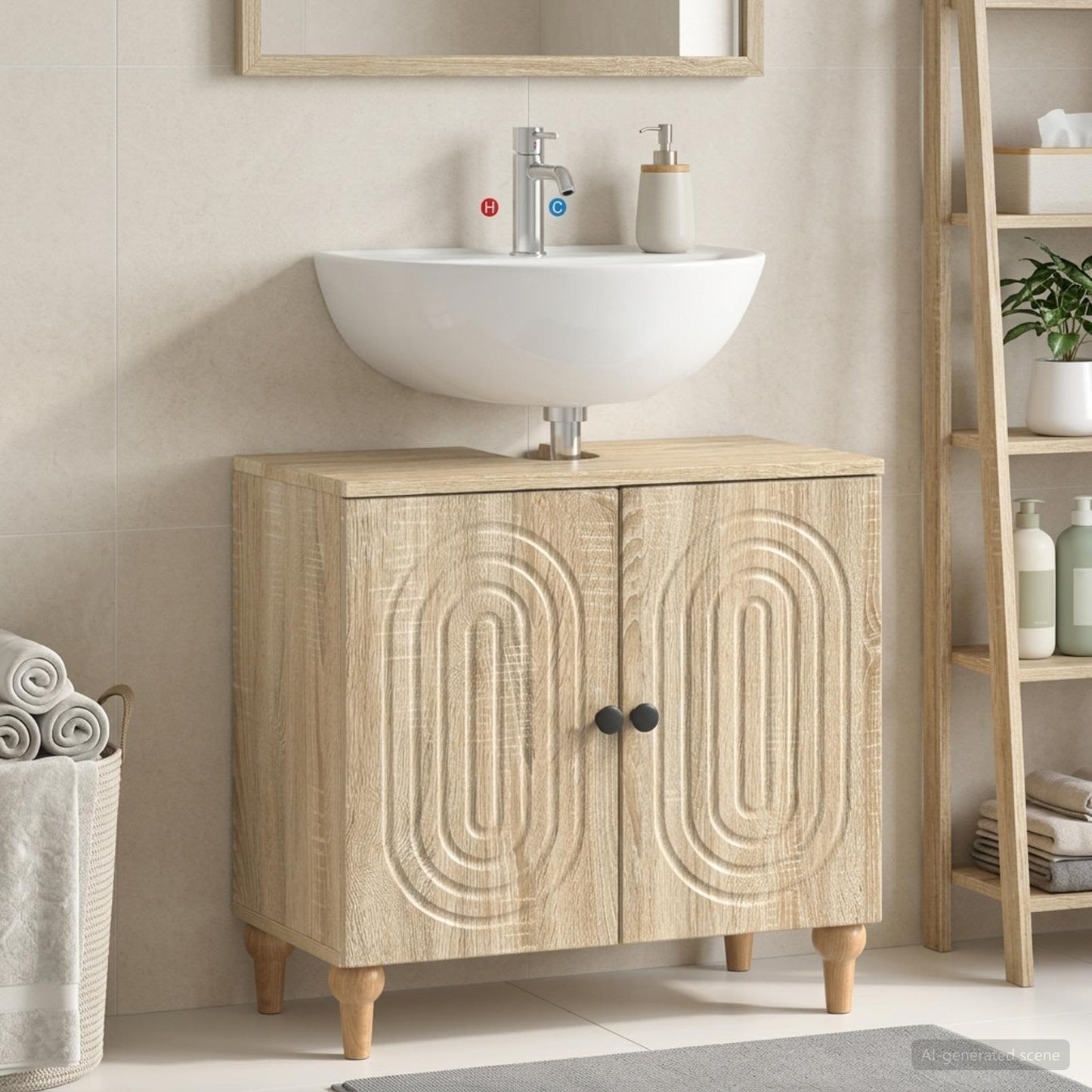 vidaXL Bathroom Sink Cabinet ALKMAAR Sonoma Oak 59.5 x 31.5x 59 cm