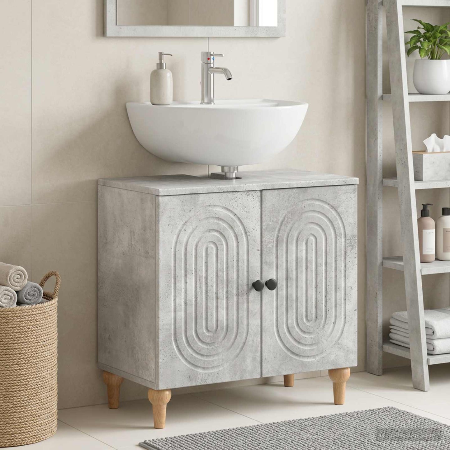 vidaXL Bathroom Sink Cabinet ALKMAAR Concrete Grey 59.5 x 31.5x 59 cm