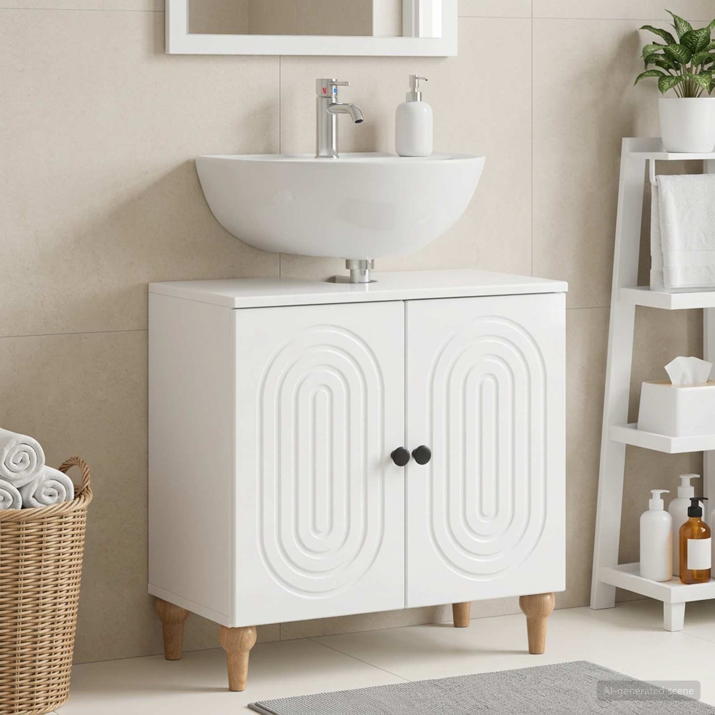 vidaXL Bathroom Sink Cabinet ALKMAAR High Gloss White