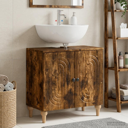 vidaXL Bathroom Sink Cabinet ALKMAAR Smoked Oak 59.5 x 31.5x 59 cm