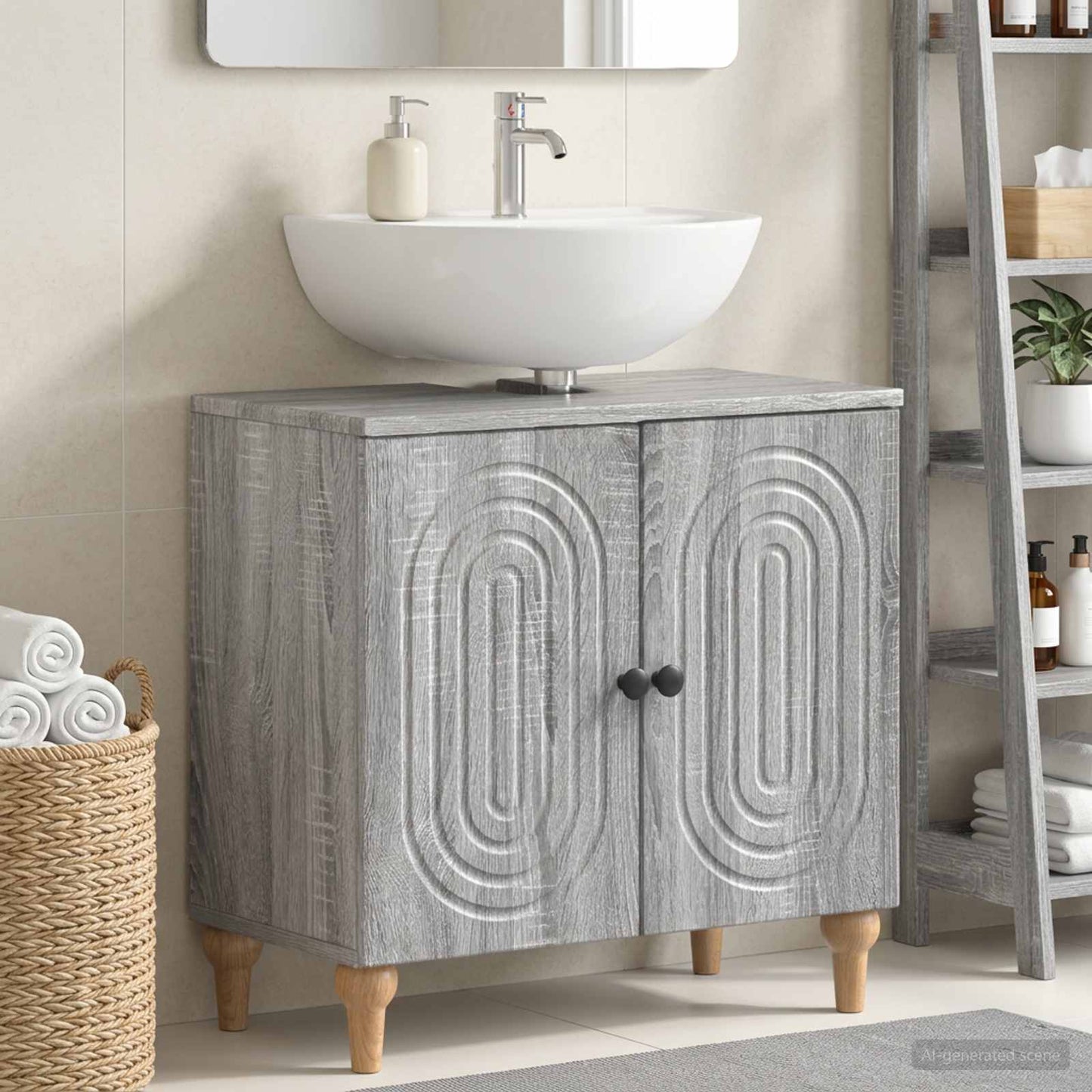 vidaXL Bathroom Sink Cabinet ALKMAAR Grey Sonoma 59.5 x 31.5x 59 cm