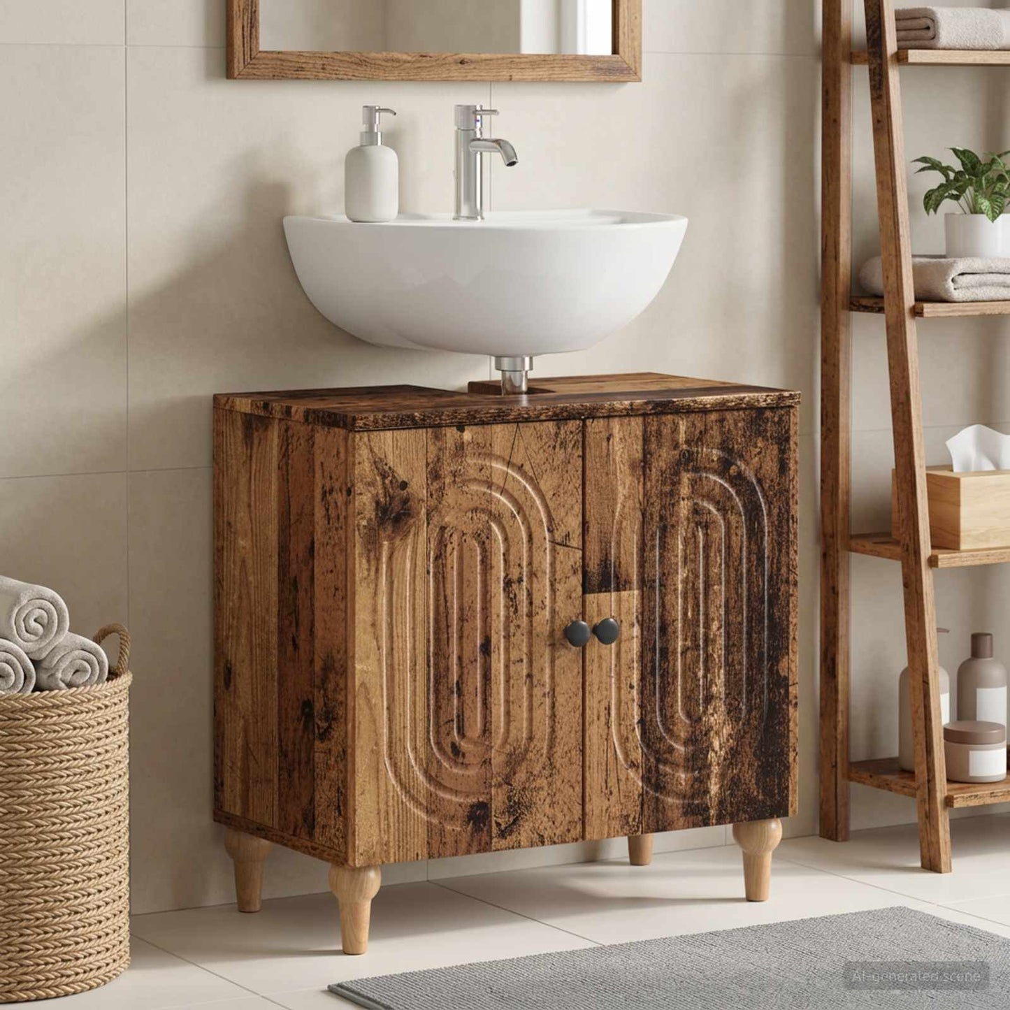 vidaXL Bathroom Sink Cabinet ALKMAAR Old Wood 59.5 x 31.5x 59 cm