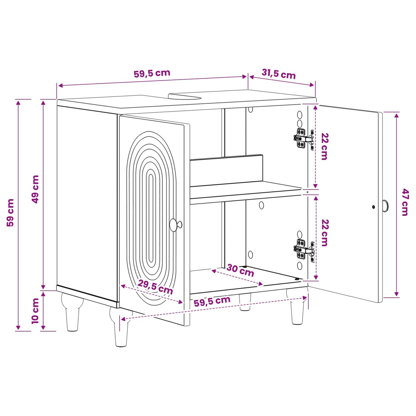 vidaXL Bathroom Sink Cabinet ALKMAAR Old Wood 59.5 x 31.5x 59 cm