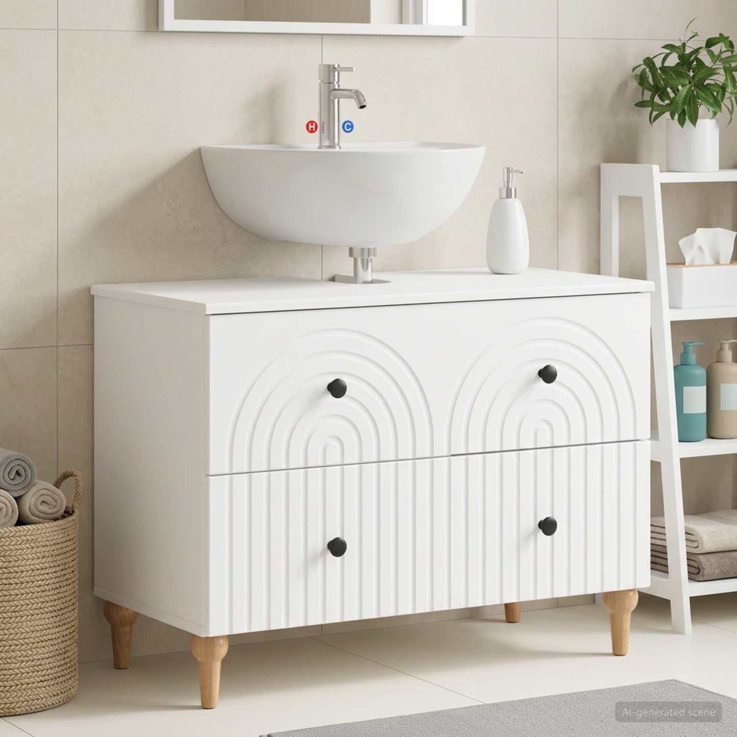 vidaXL Bathroom Sink Cabinet ALKMAAR White 82 x 41x 59 cm