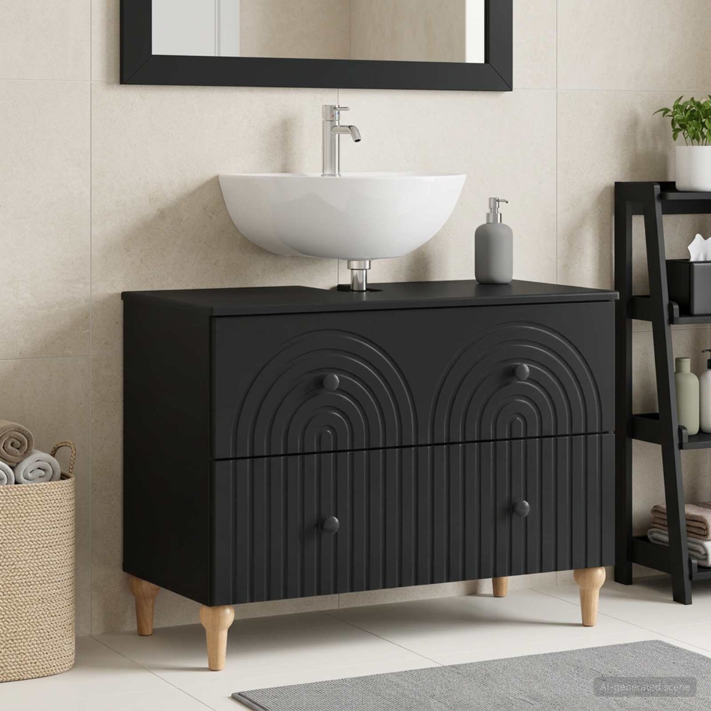 vidaXL Bathroom Sink Cabinet ALKMAAR Black 82 x 41x 59 cm