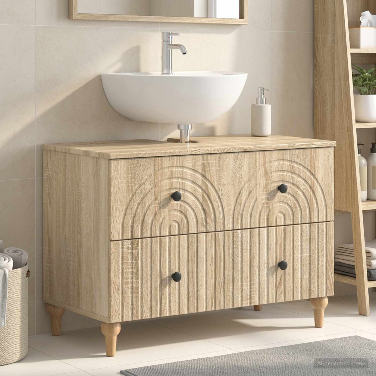 vidaXL Bathroom Sink Cabinet ALKMAAR Sonoma Oak 82 x 41x 59 cm