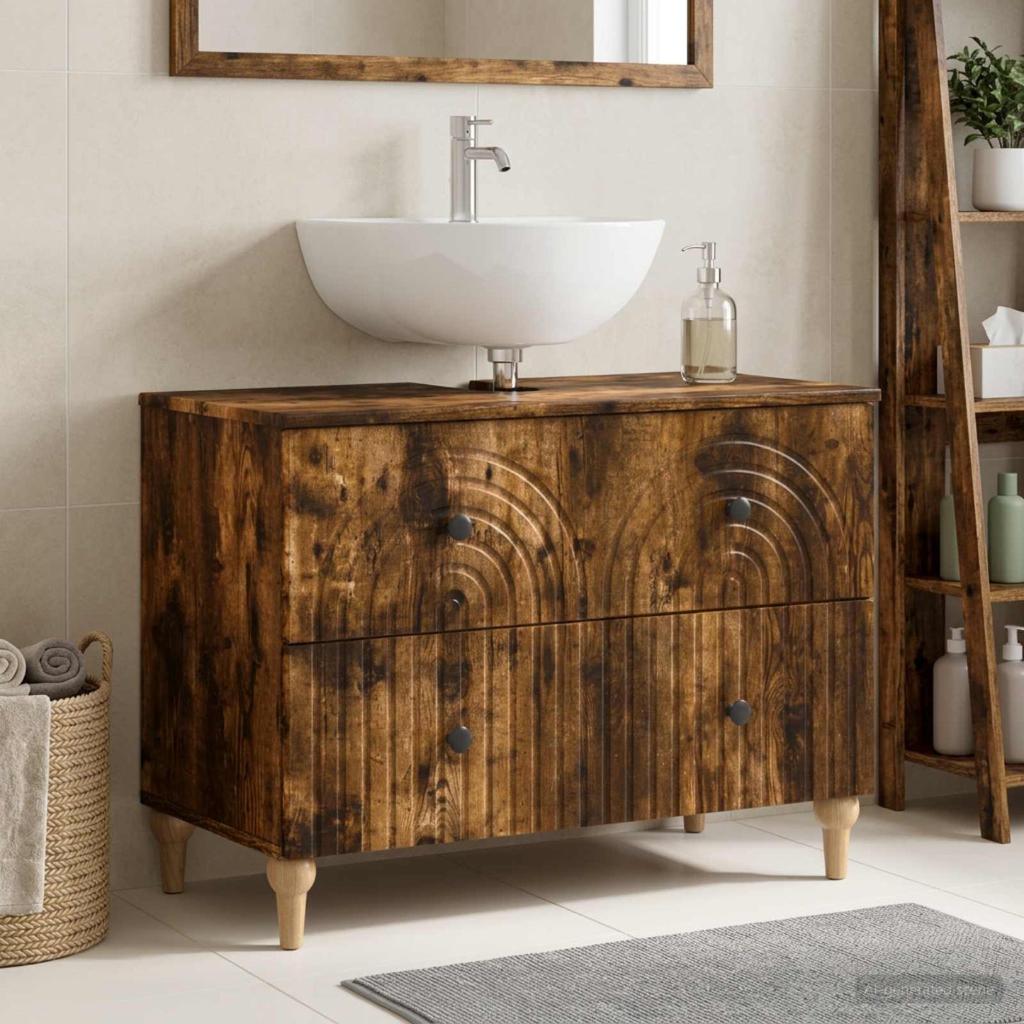 vidaXL Bathroom Sink Cabinet ALKMAAR Smoked Oak 82 x 41x 59 cm