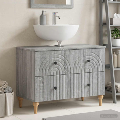 vidaXL Bathroom Sink Cabinet ALKMAAR Grey Sonoma 82 x 41x 59 cm