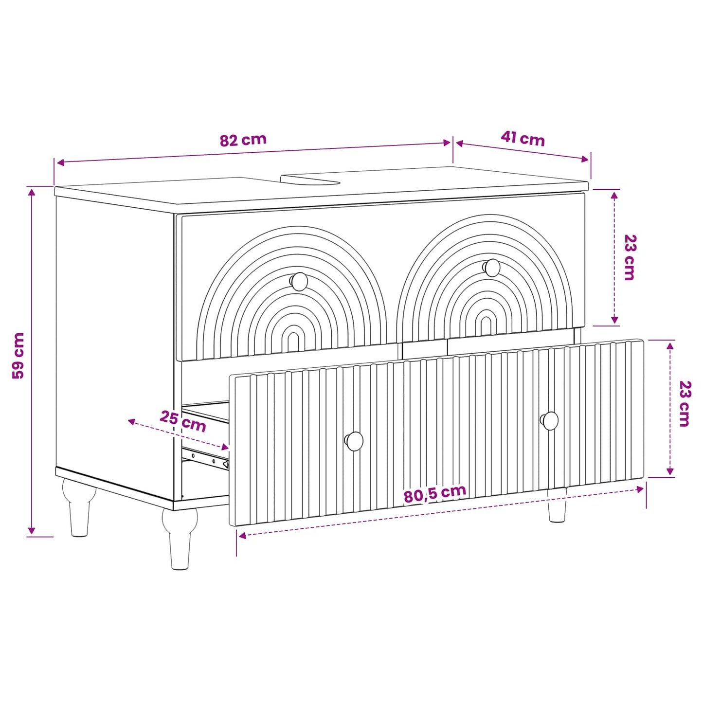 vidaXL Bathroom Sink Cabinet ALKMAAR Grey Sonoma 82 x 41x 59 cm