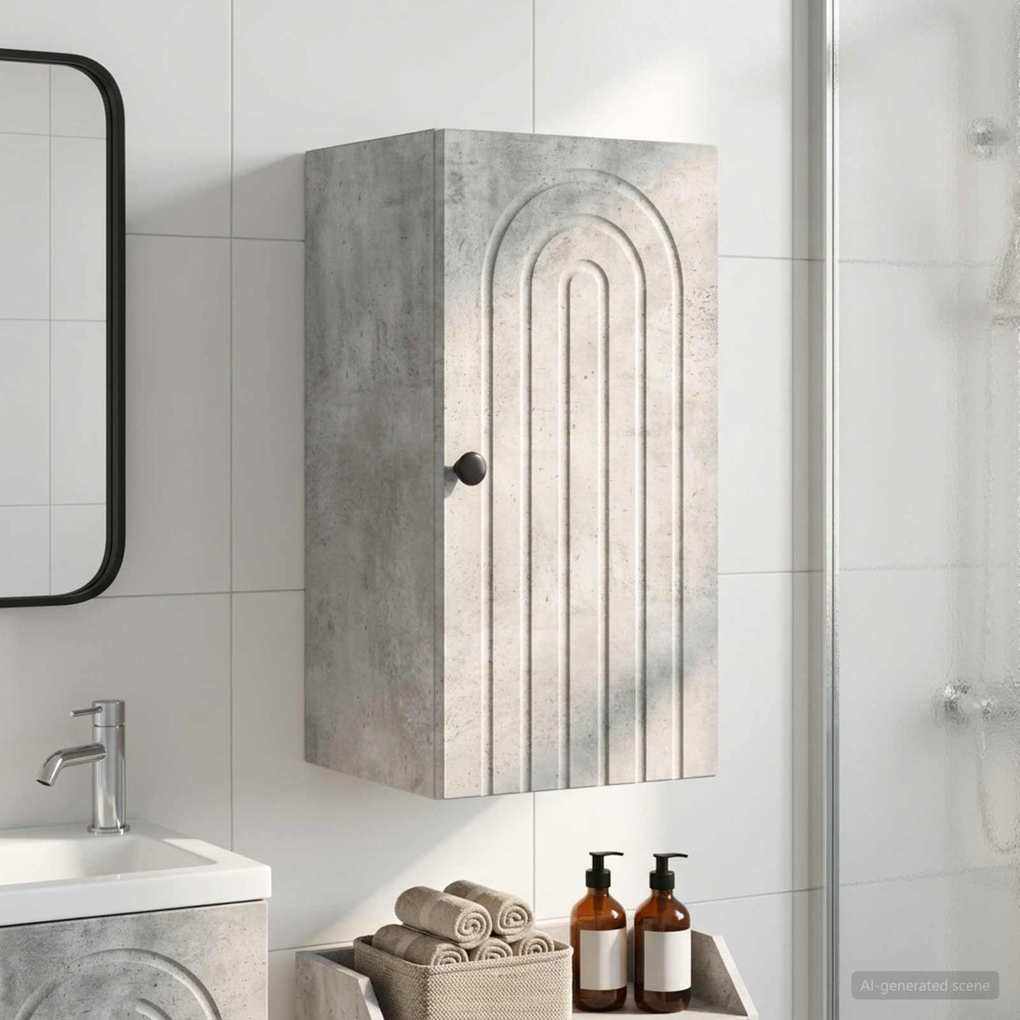 vidaXL Bathroom Wall Cabinet ALKMAAR Concrete Grey 30 x 31 x 59 cm